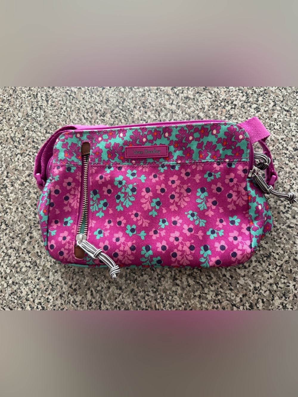 Vera Bradley Pink and Aqua Floral Cosmetic Wristlet